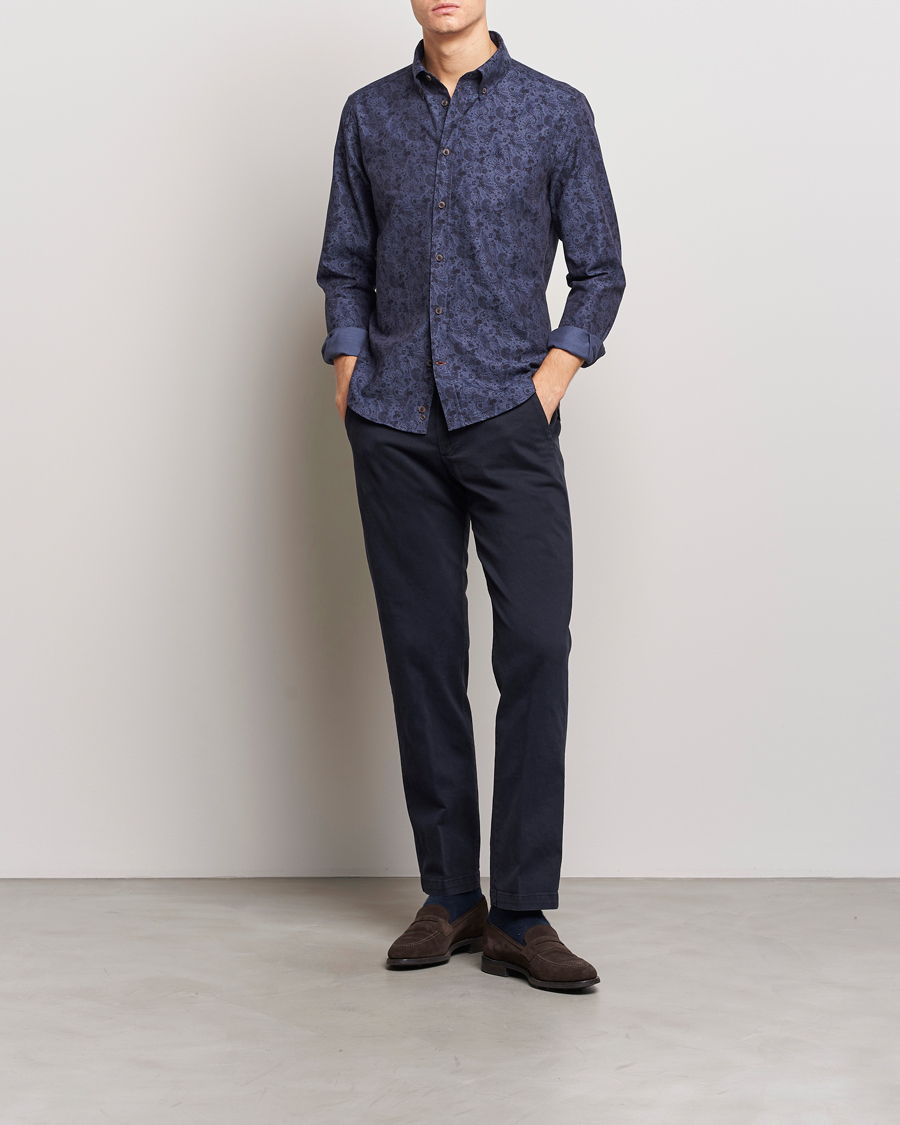 Herr | Skjortor | Morris | Printed Flower Shirt Navy