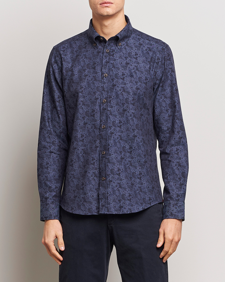Herr | Skjortor | Morris | Printed Flower Shirt Navy