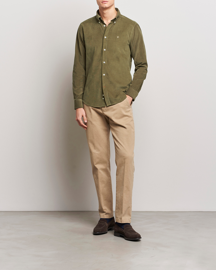 Herr | Skjortor | Morris | Douglas Corduroy Shirt Olive