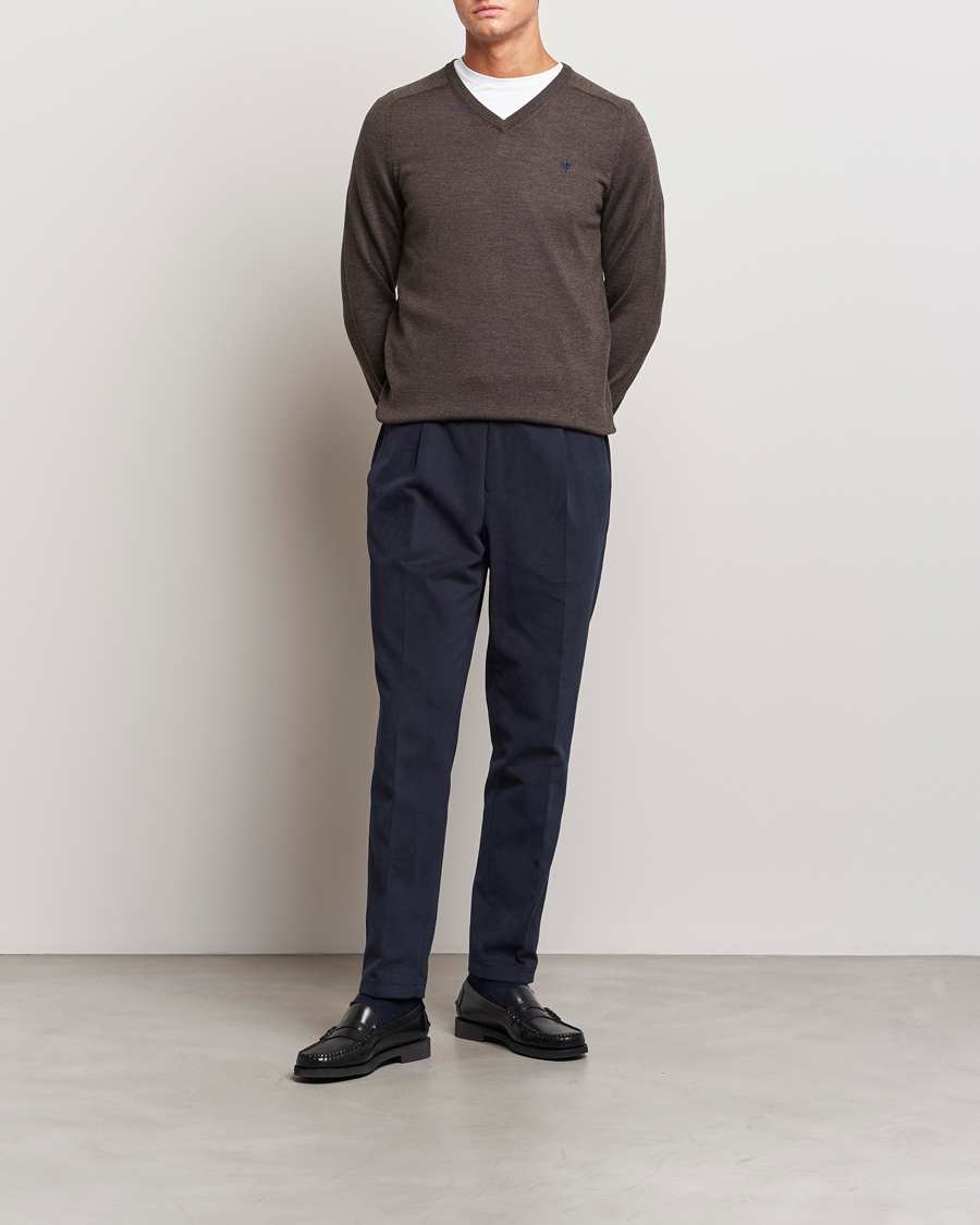 Herr | Tröjor | Morris | Merino V-neck Brown