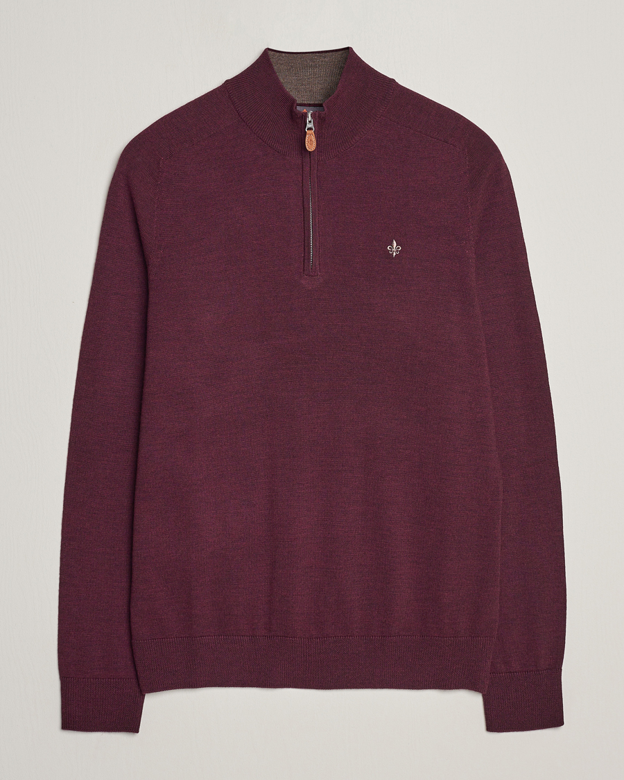 Herr | Tröjor | Morris | John Merino Half Zip Wine Red