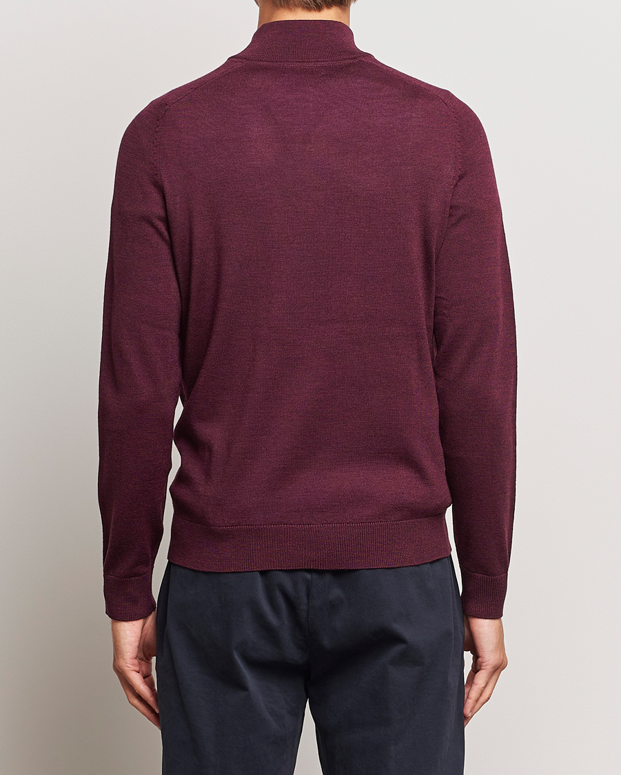 Herr | Tröjor | Morris | John Merino Half Zip Wine Red