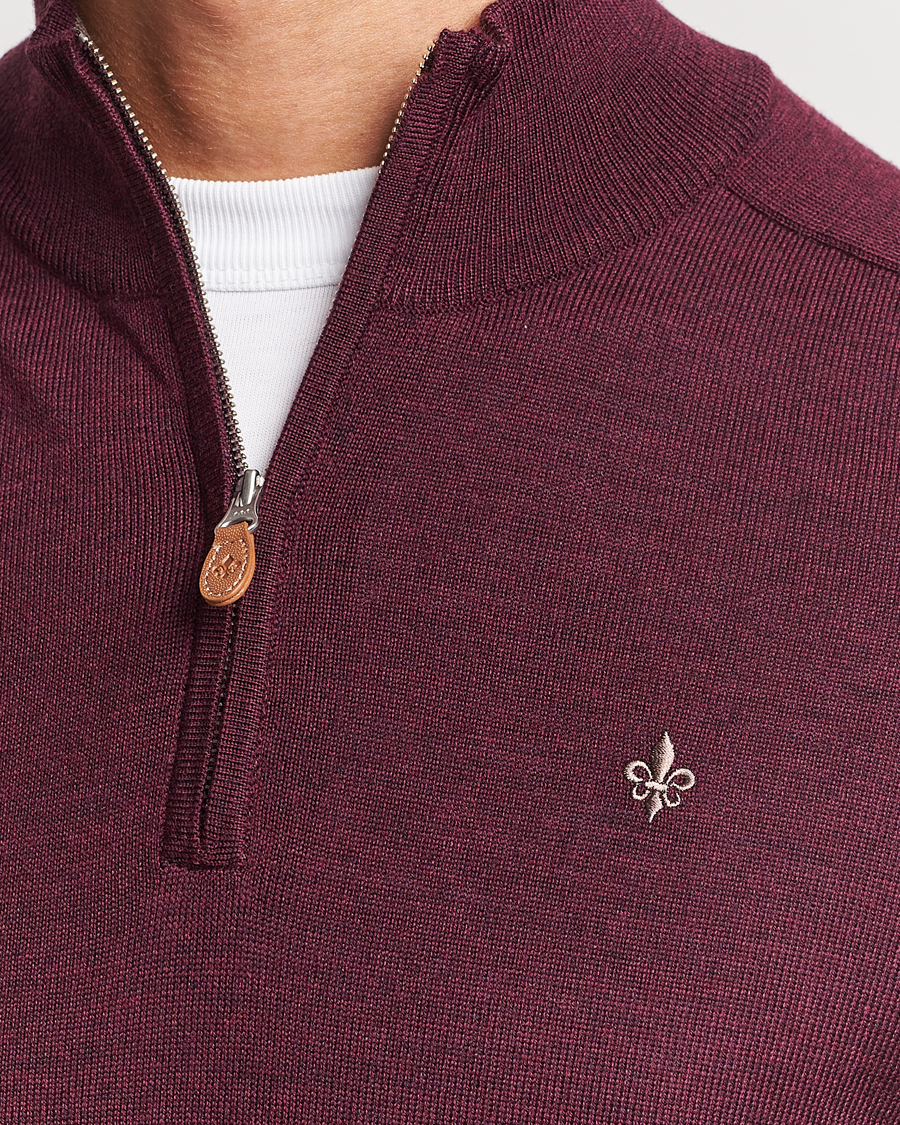 Herr | Tröjor | Morris | John Merino Half Zip Wine Red