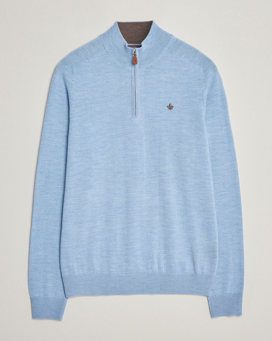 Herr | Tröjor | Morris | John Merino Half Zip Light Blue