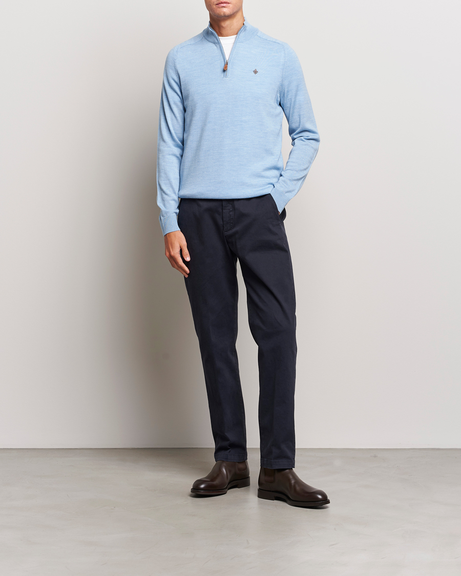 Herr | Tröjor | Morris | John Merino Half Zip Light Blue