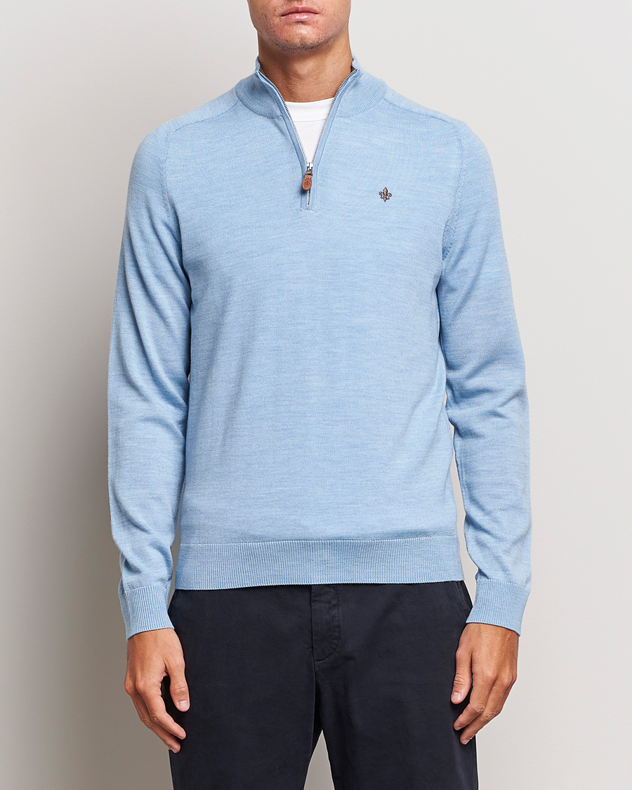 Herr | Tröjor | Morris | John Merino Half Zip Light Blue
