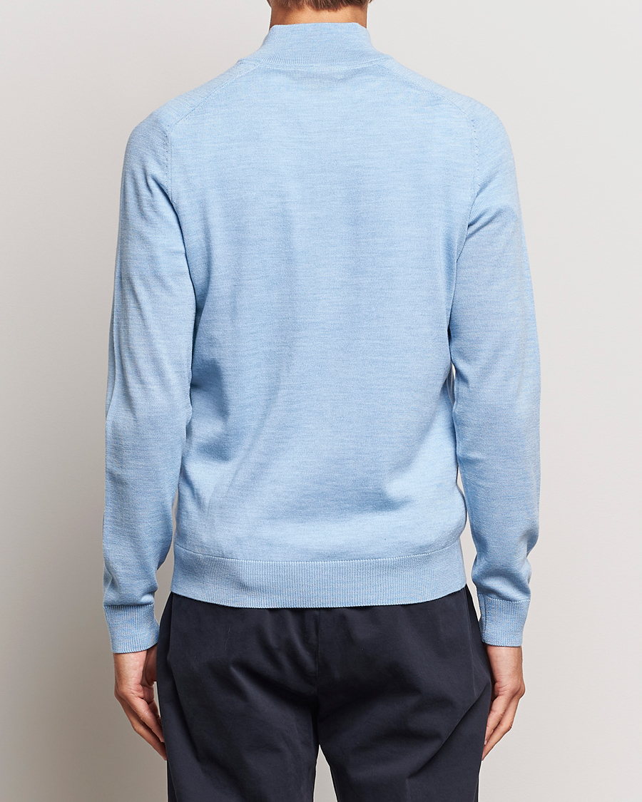 Herr | Tröjor | Morris | John Merino Half Zip Light Blue