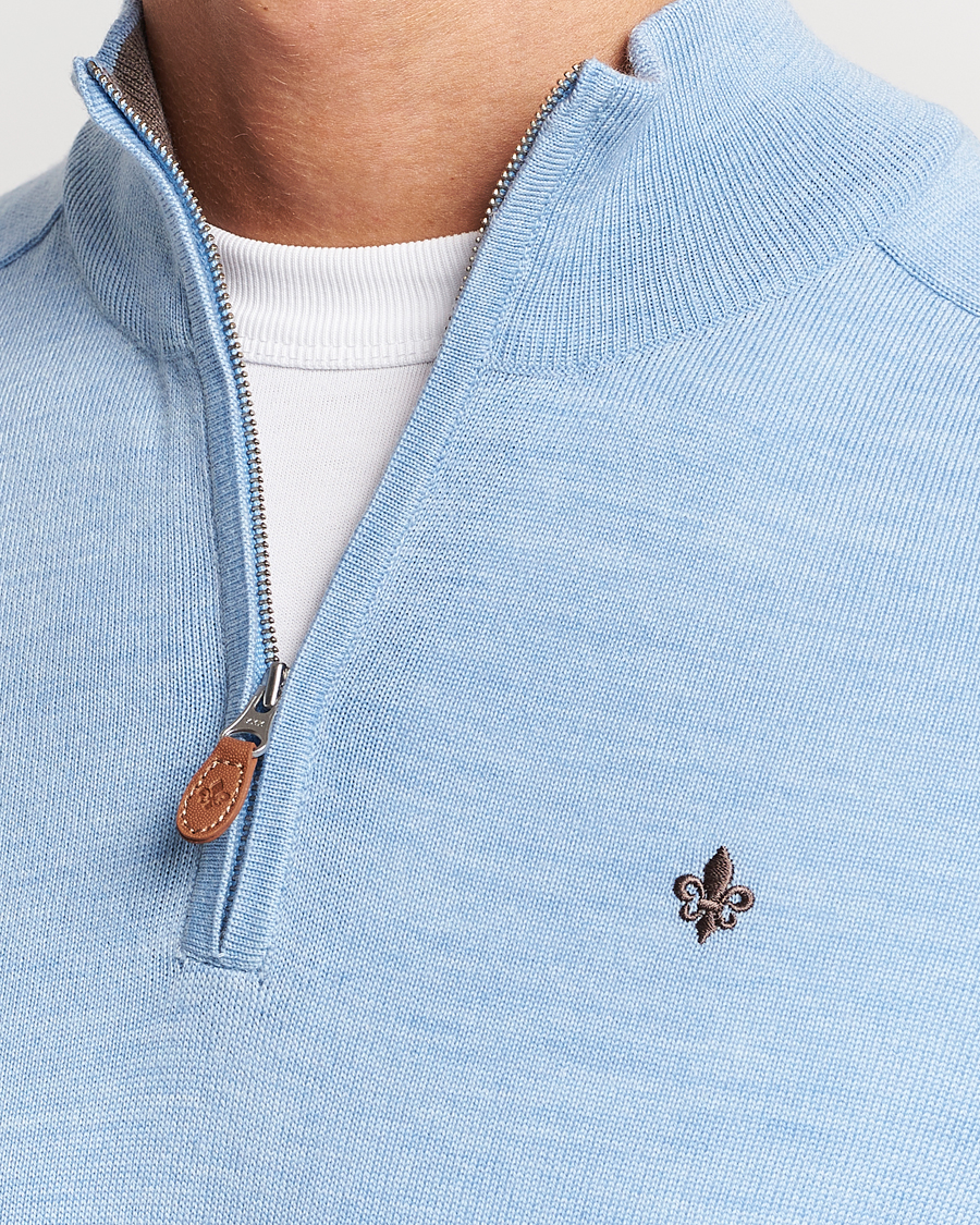 Herr | Tröjor | Morris | John Merino Half Zip Light Blue