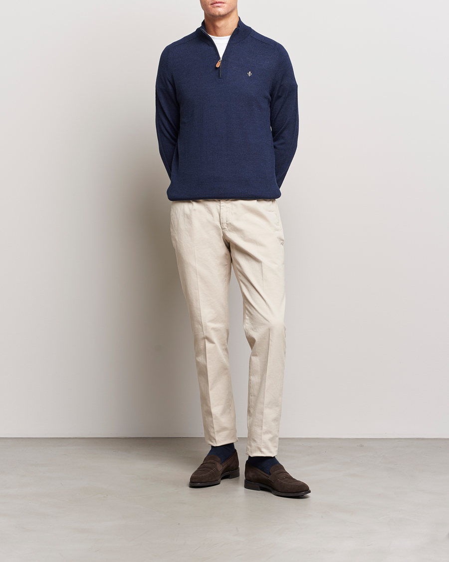 Herr | Tröjor | Morris | John Merino Half Zip Blue