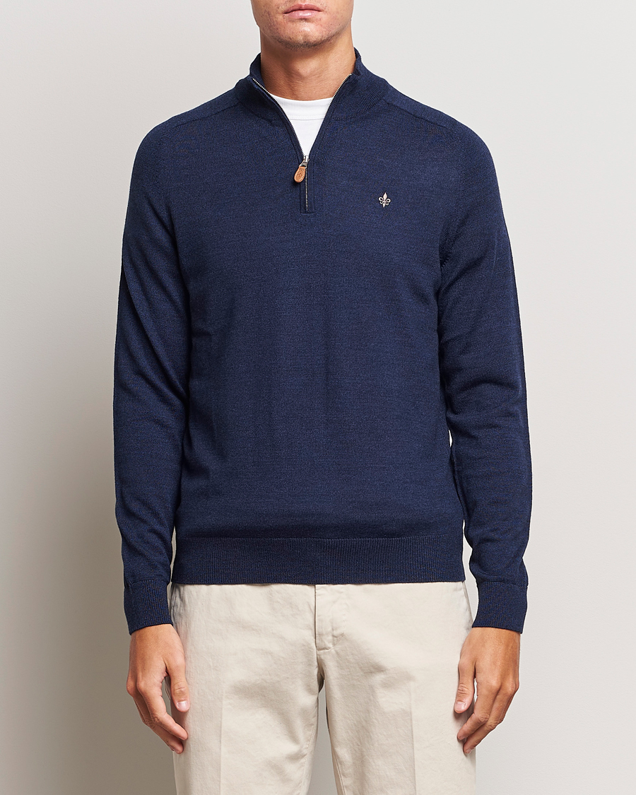 Herr | Tröjor | Morris | John Merino Half Zip Blue