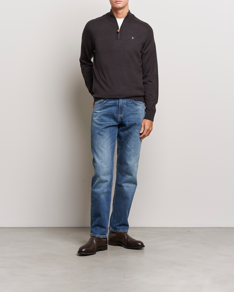 Herr | Tröjor | Morris | John Merino Half Zip Brown