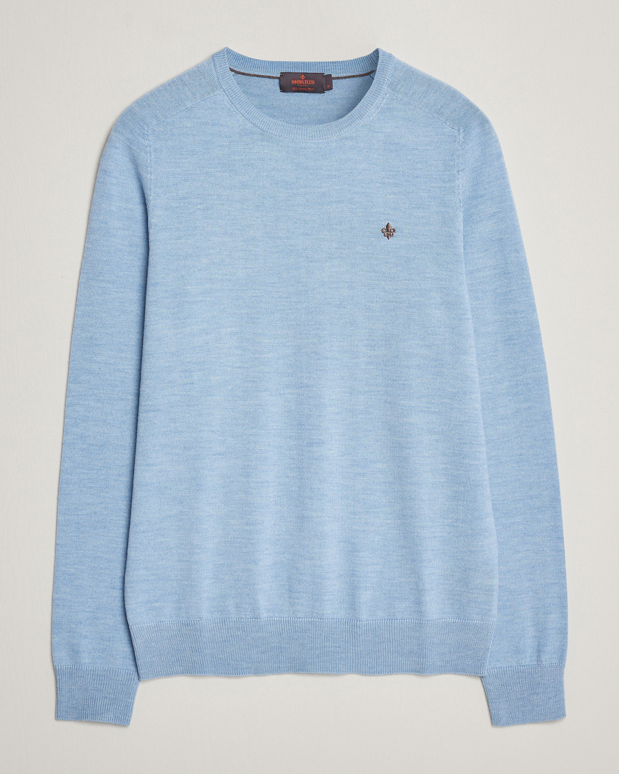 Herr | Tröjor | Morris | Merino Crew Neck Pullover Light Blue