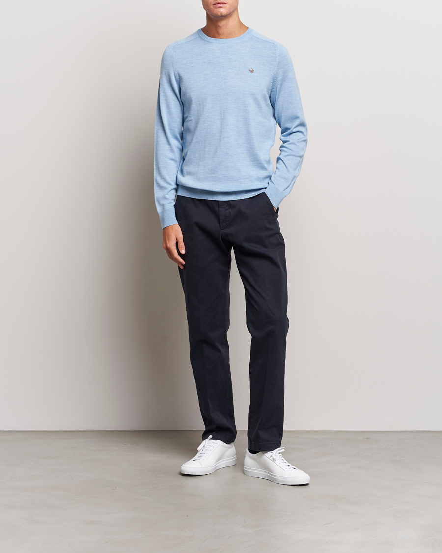 Herr | Tröjor | Morris | Merino Crew Neck Pullover Light Blue