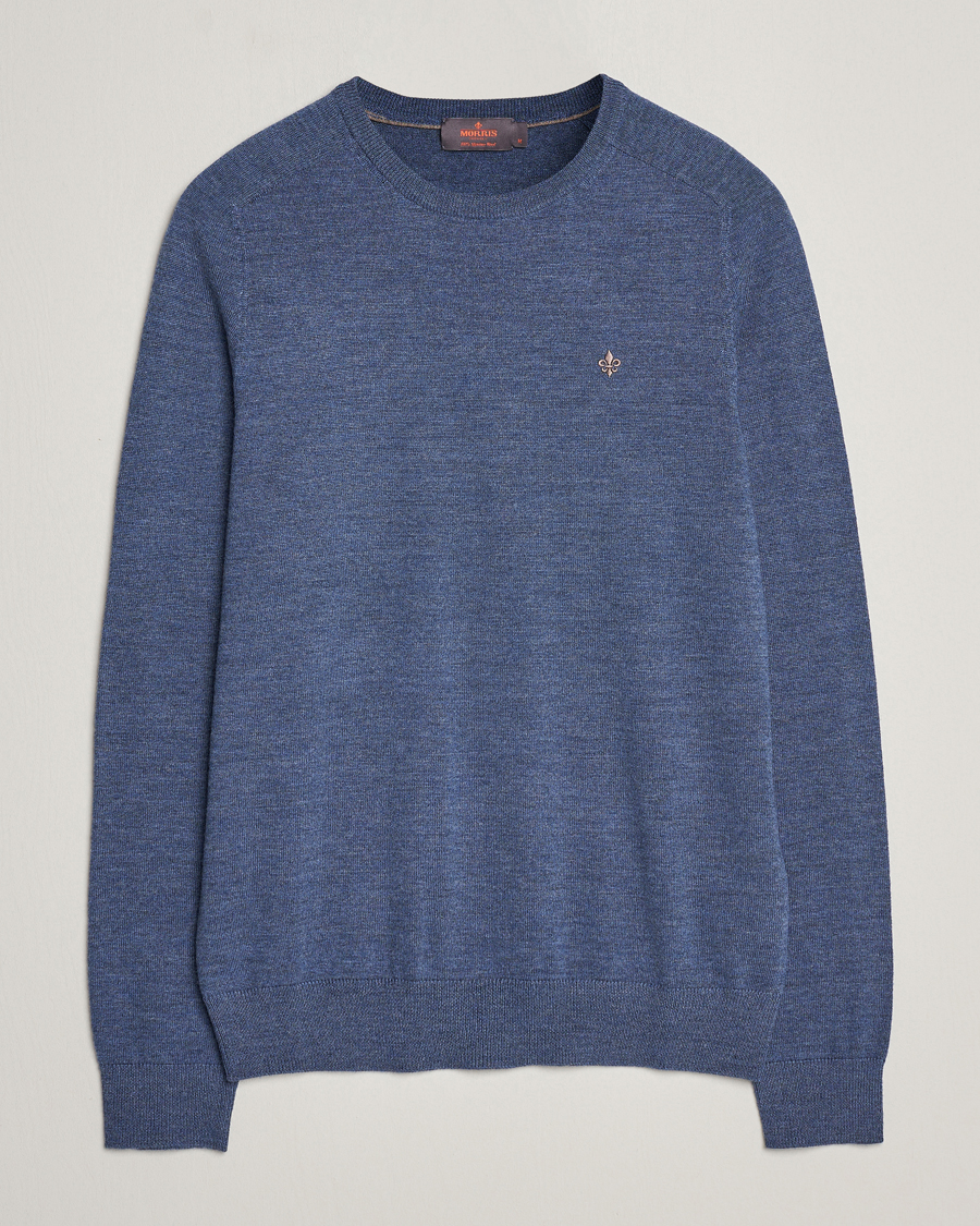 Herr | Tröjor | Morris | Merino Crew Neck Pullover Blue