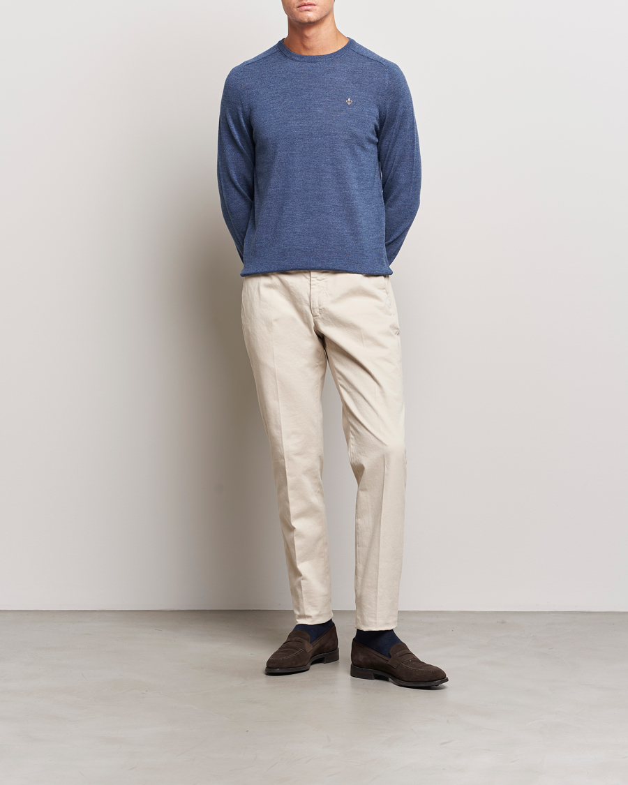 Herr | Tröjor | Morris | Merino Crew Neck Pullover Blue