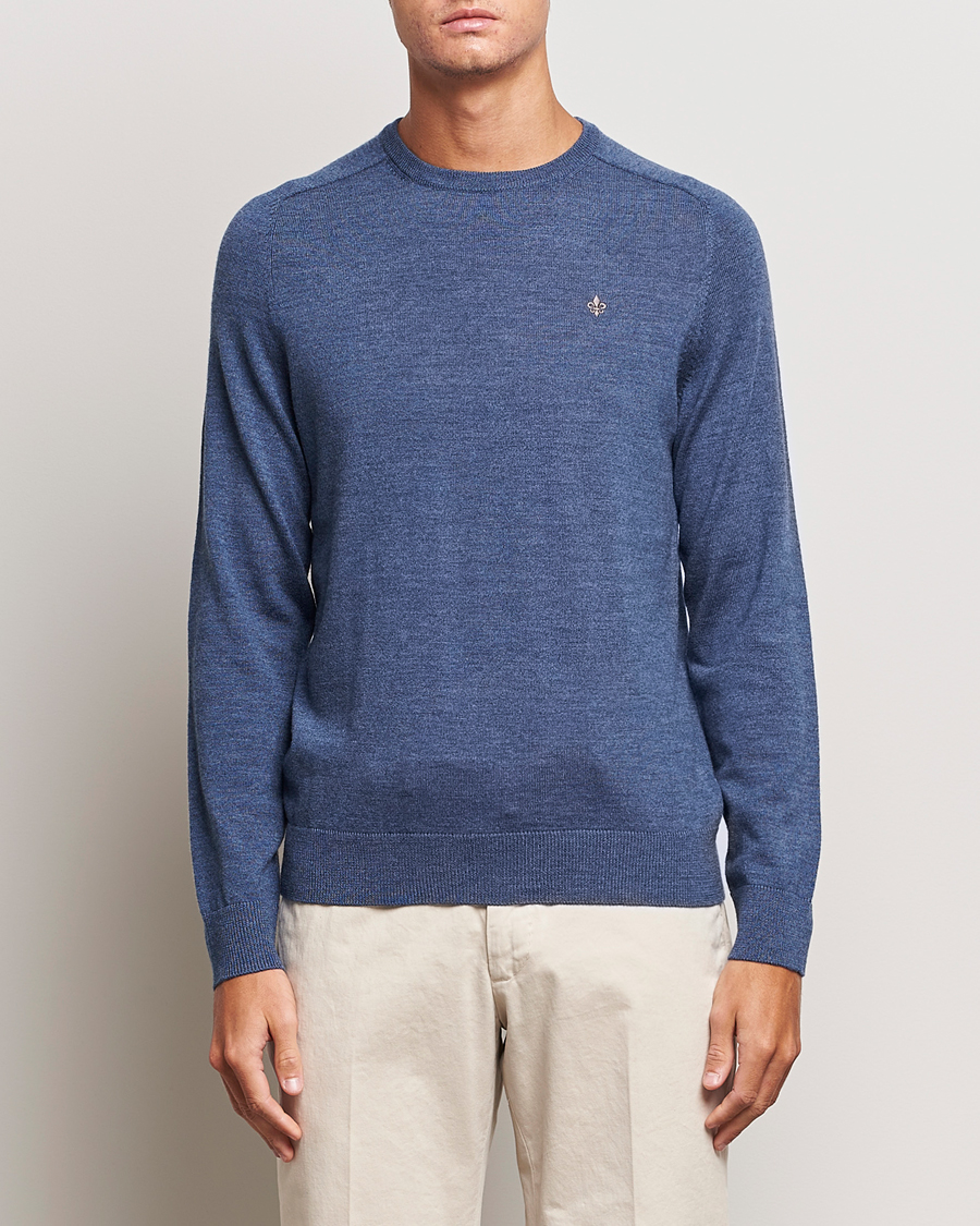 Herr | Tröjor | Morris | Merino Crew Neck Pullover Blue