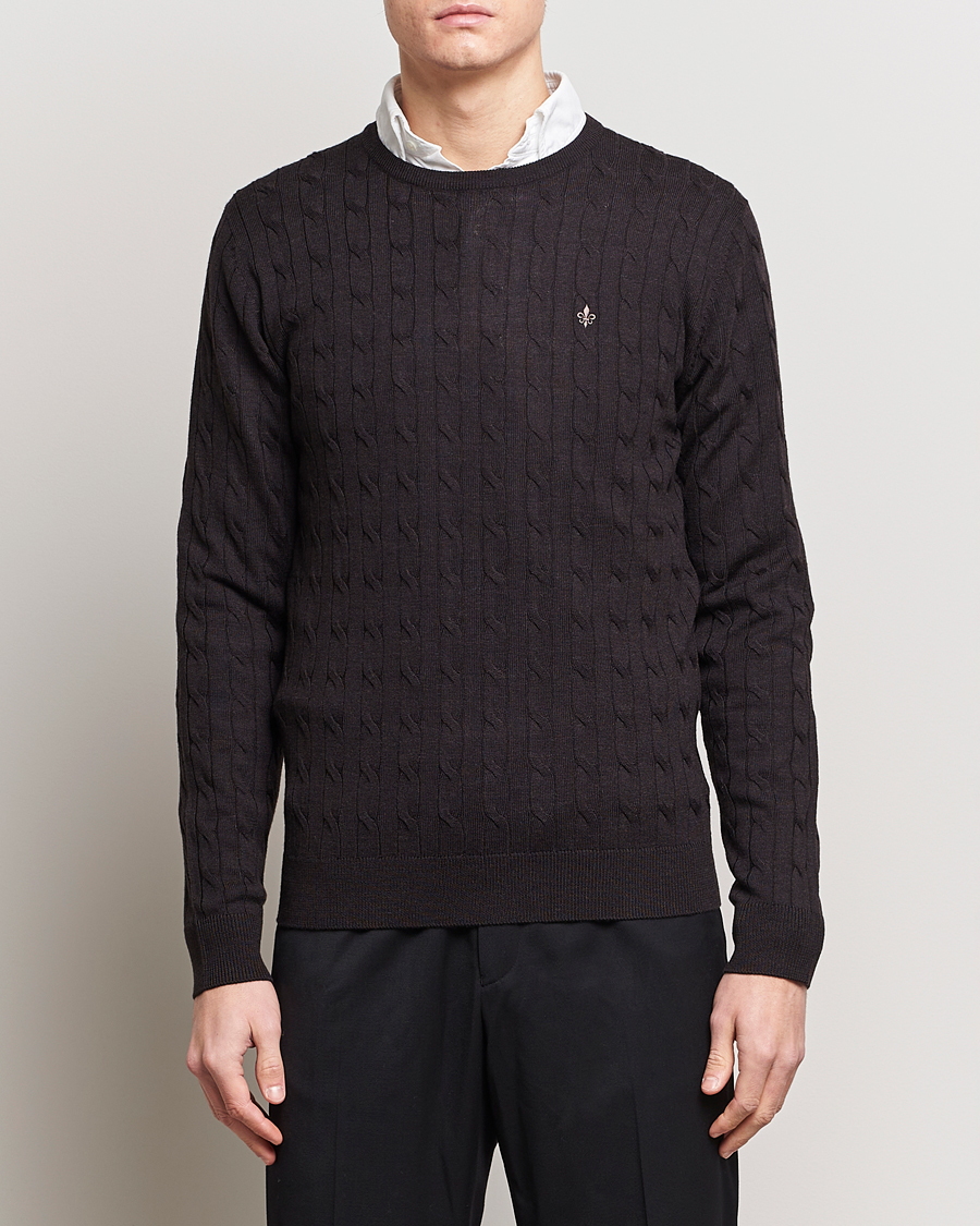 Herr |  | Morris | Merino Cable Crew Neck Brown