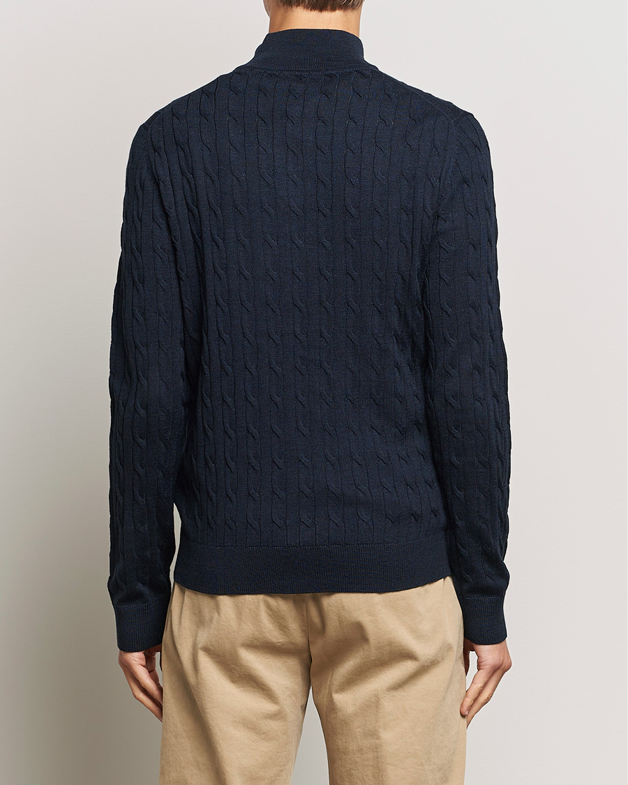 Herr | Tröjor | Morris | Merino Cable Half Zip Navy