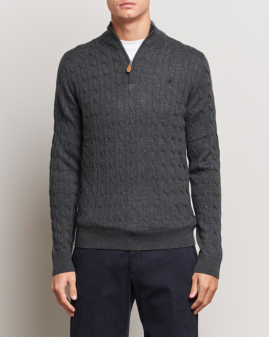 Herr |  | Morris | Merino Cable Half Zip Grey