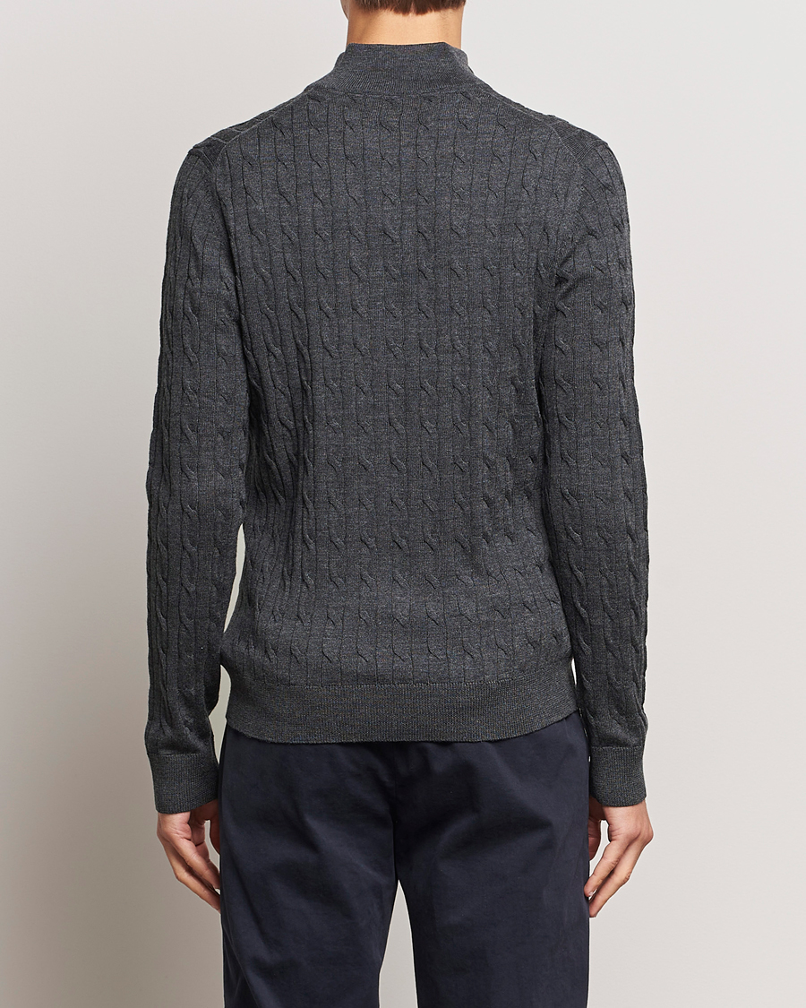 Herr | Tröjor | Morris | Merino Cable Half Zip Grey