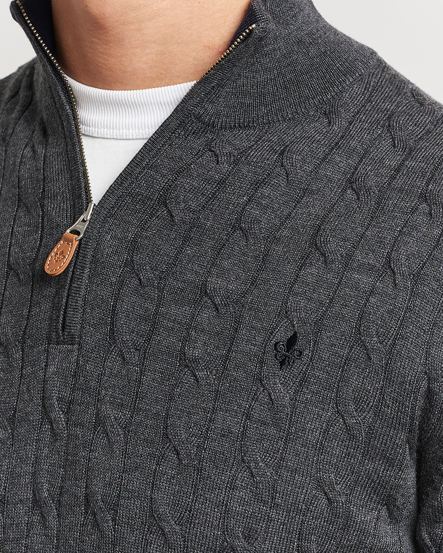 Herr | Tröjor | Morris | Merino Cable Half Zip Grey
