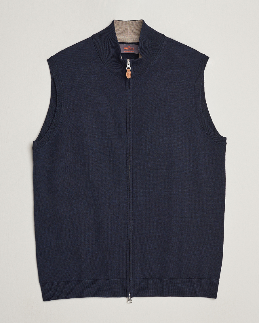 Herr | Tröjor | Morris | Merino Zip Vest Navy