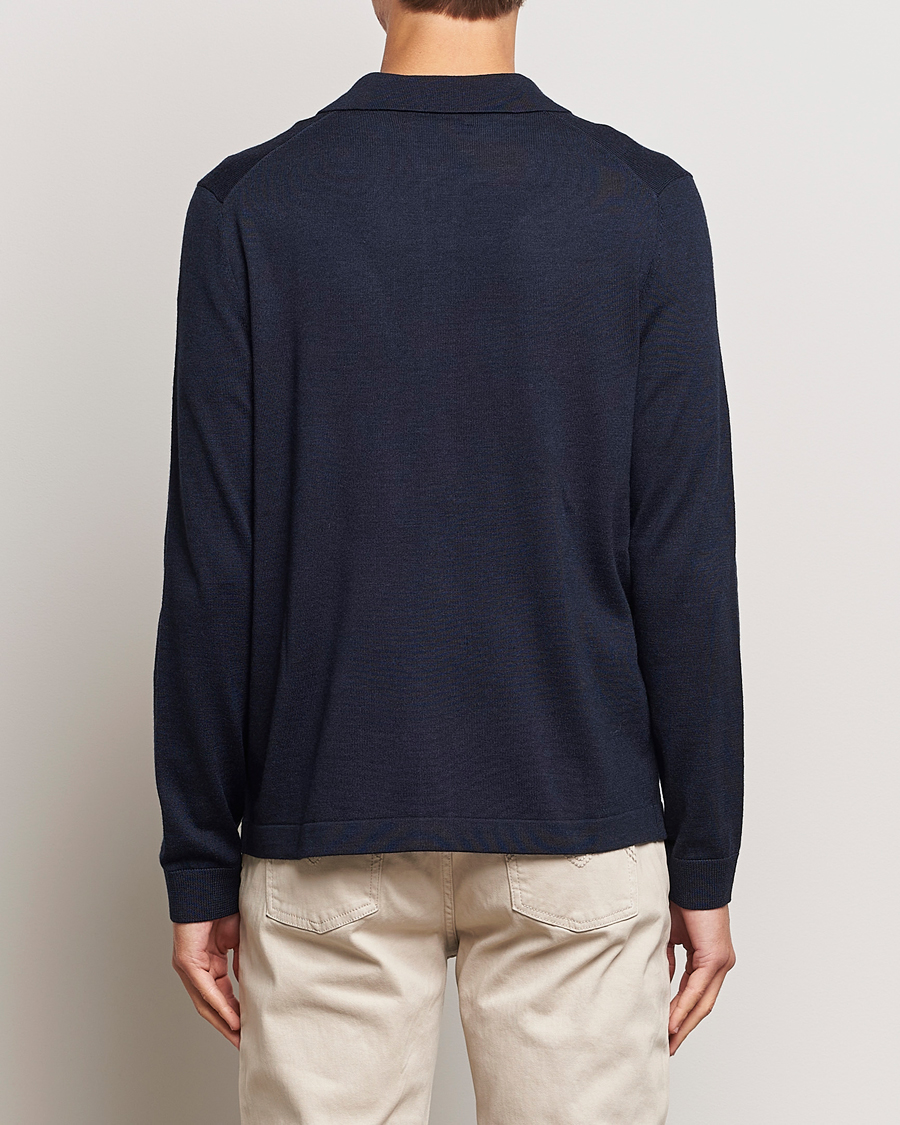 Herr | Tröjor | Morris | Merino Knitted Shirt Navy
