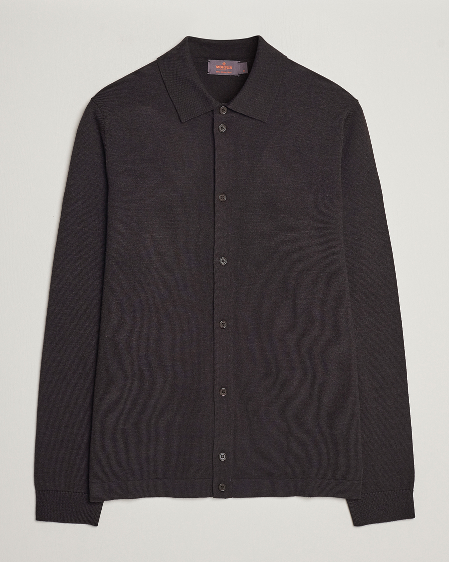 Herr | Tröjor | Morris | Merino Knitted Shirt Brown