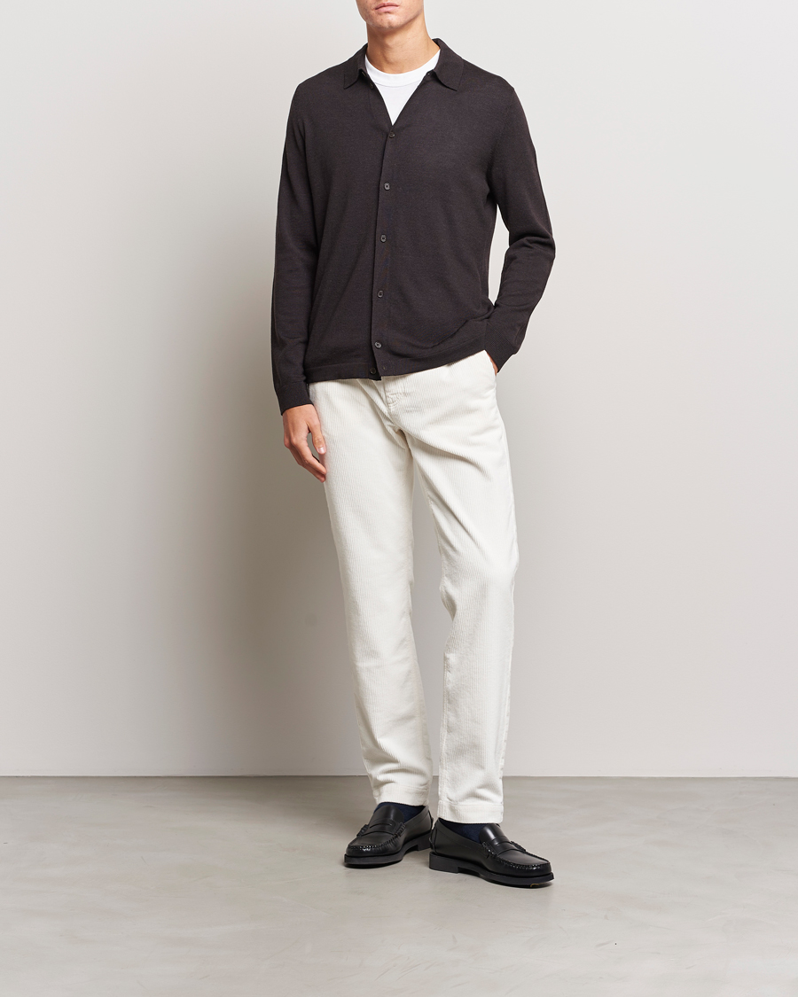 Herr | Tröjor | Morris | Merino Knitted Shirt Brown