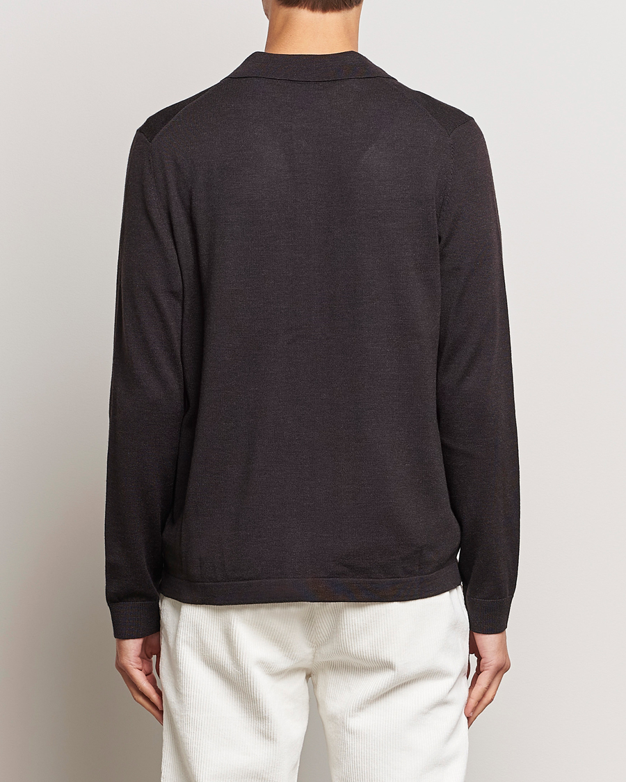 Herr | Tröjor | Morris | Merino Knitted Shirt Brown