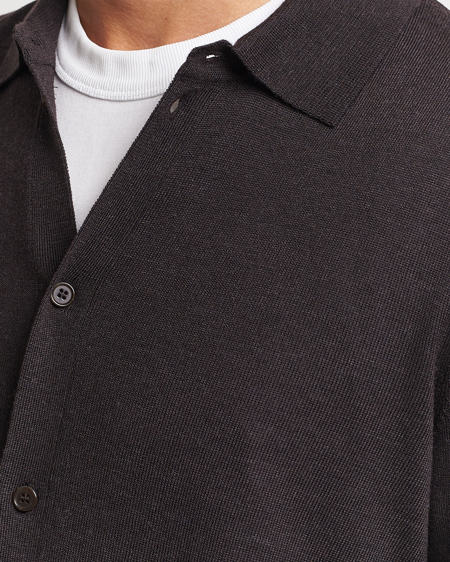 Herr | Tröjor | Morris | Merino Knitted Shirt Brown