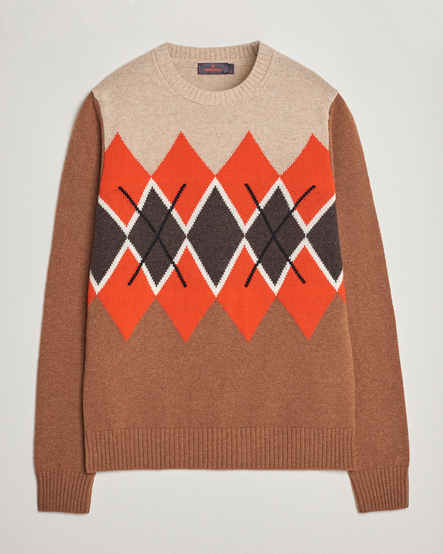Herr | Tröjor | Morris | Ayle Argyle Crew Neck Camel
