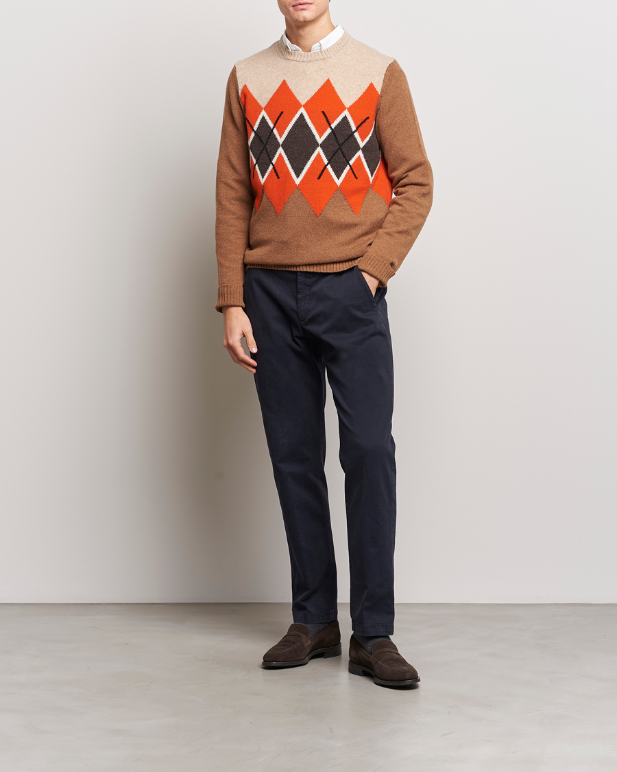 Herr | Tröjor | Morris | Ayle Argyle Crew Neck Camel
