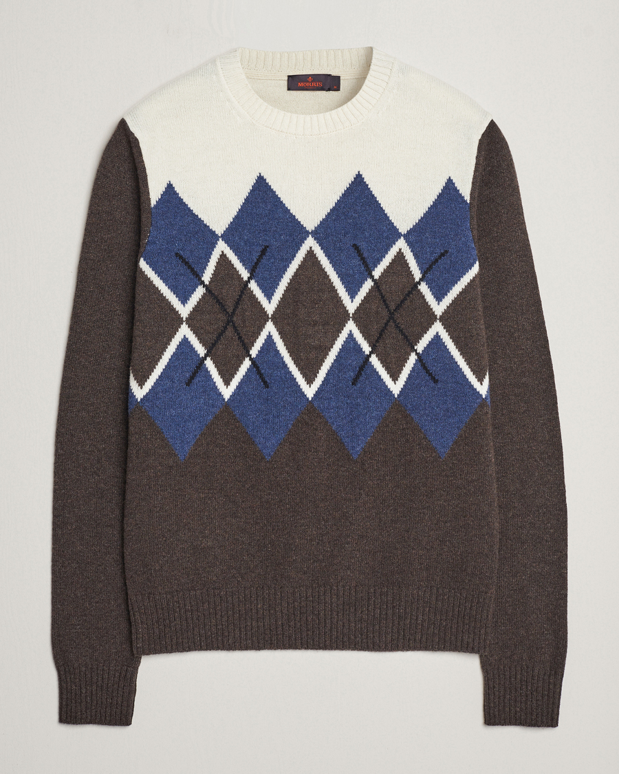 Herr | Tröjor | Morris | Ayle Argyle Crew Neck Brown