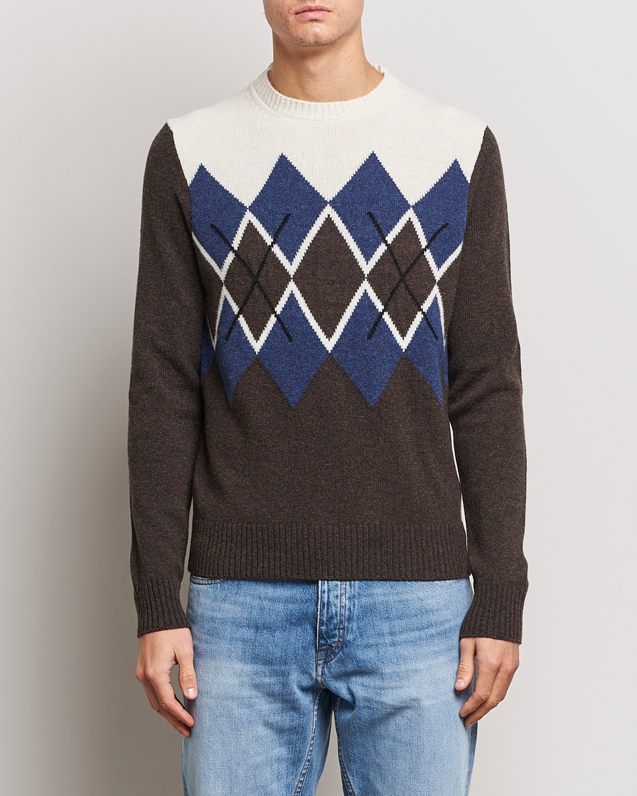 Herr | Tröjor | Morris | Ayle Argyle Crew Neck Brown