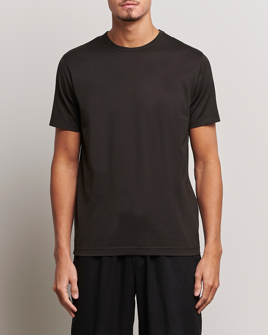 Herr | T-Shirts | Sunspel | Crew Neck Cotton Tee Coffee