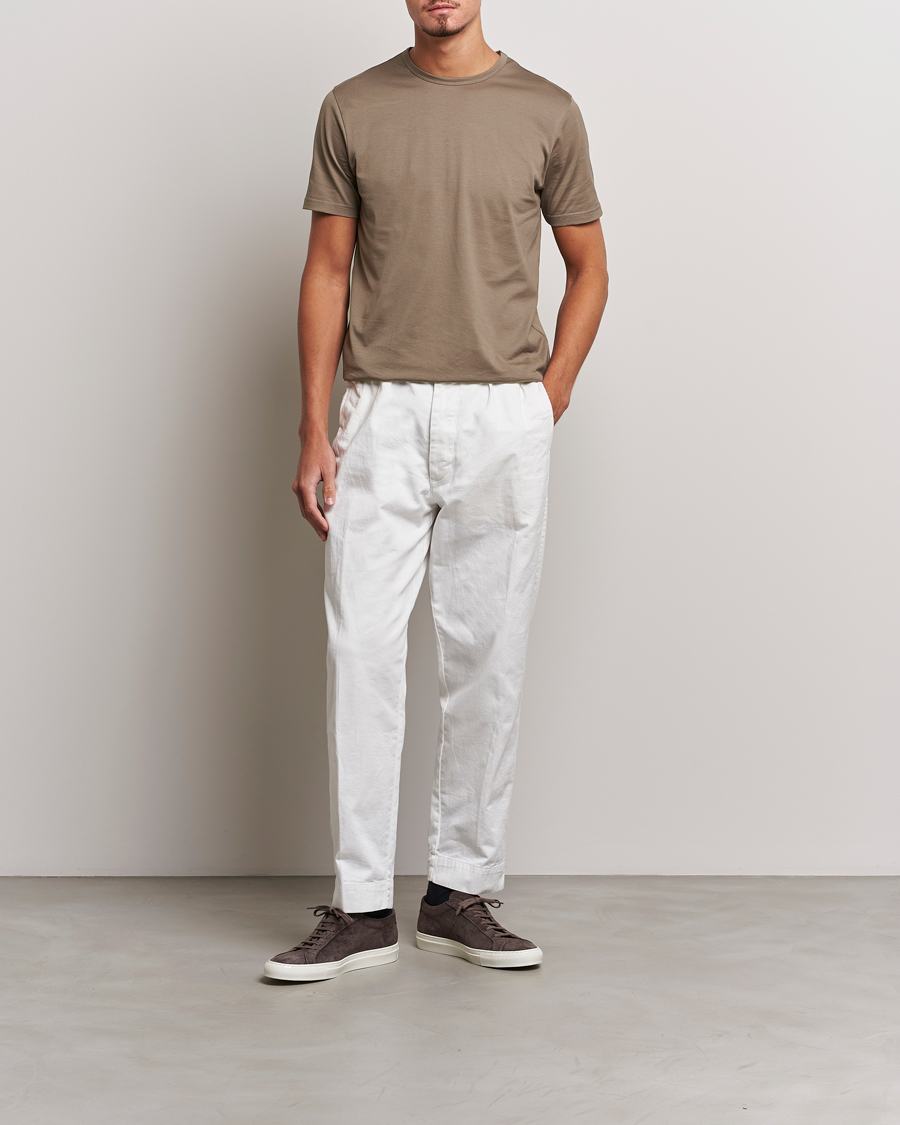 Herr | T-Shirts | Sunspel | Crew Neck Q82 Cotton T-Shirt Cedar