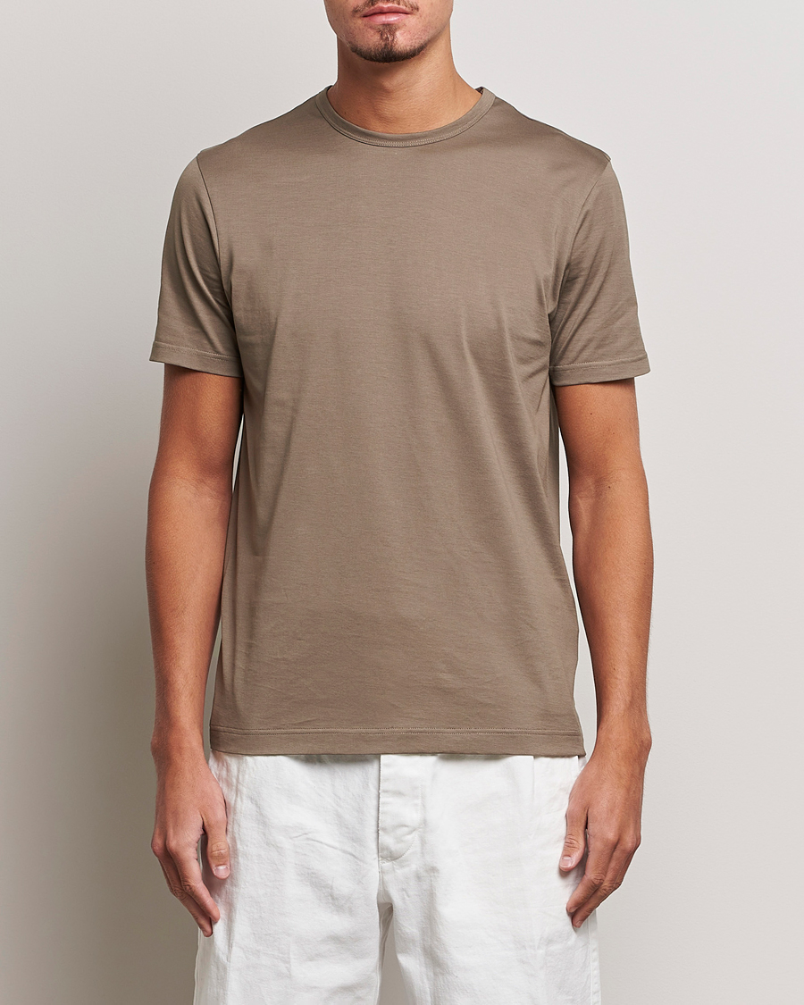 Herr | T-Shirts | Sunspel | Crew Neck Q82 Cotton T-Shirt Cedar