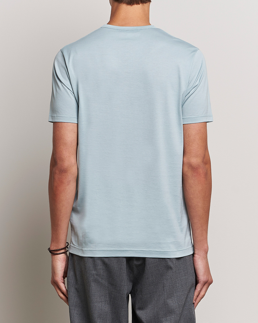 Herr | T-Shirts | Sunspel | Crew Neck Cotton Tee Blue Sage