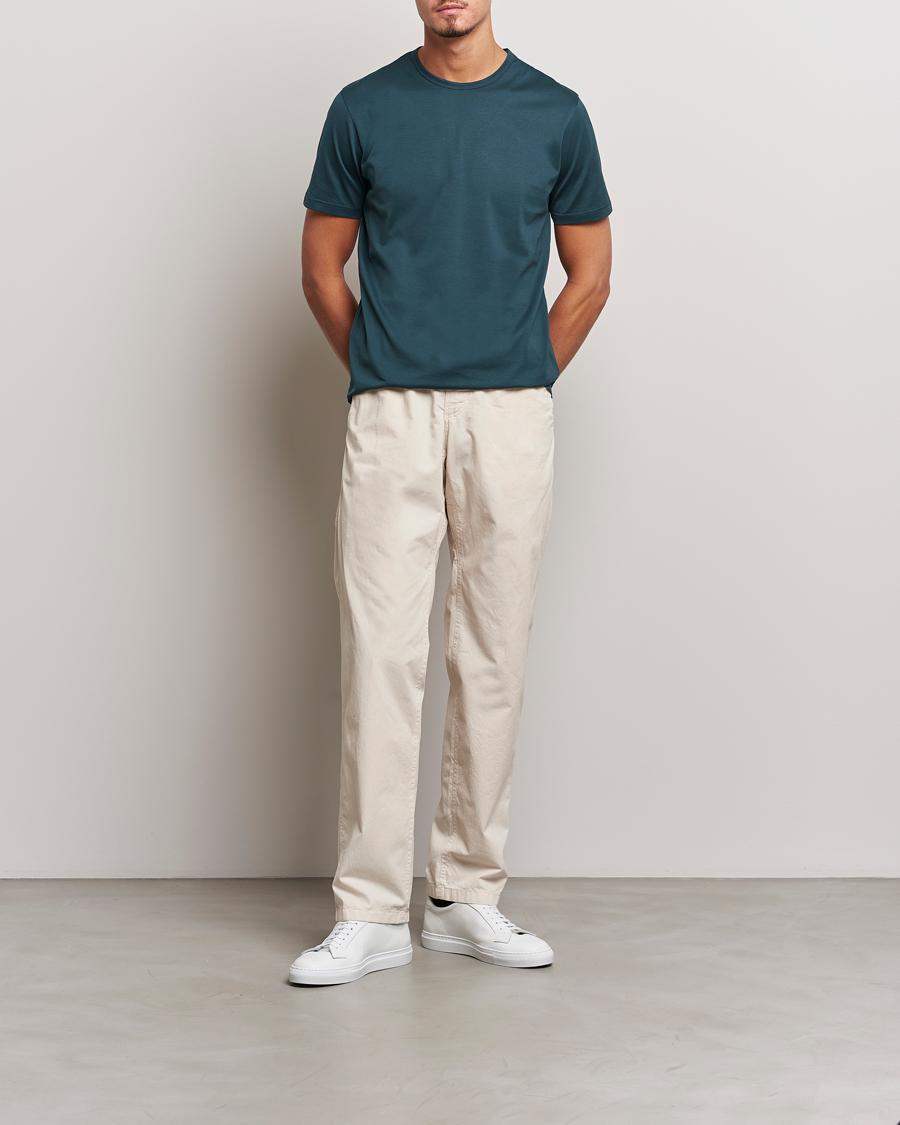 Herr | T-Shirts | Sunspel | Crew Neck Q82 Cotton T-Shirt Peacock