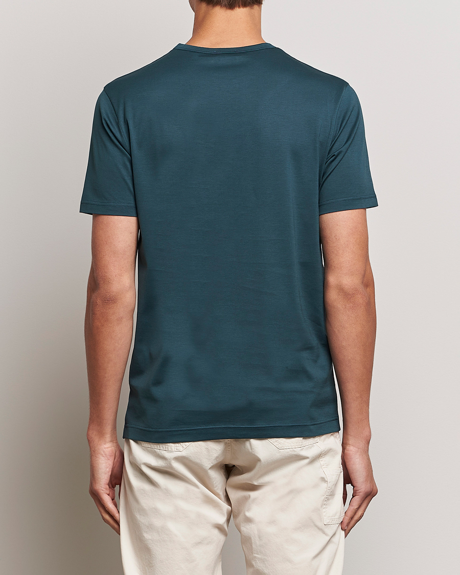Herr | T-Shirts | Sunspel | Crew Neck Q82 Cotton T-Shirt Peacock
