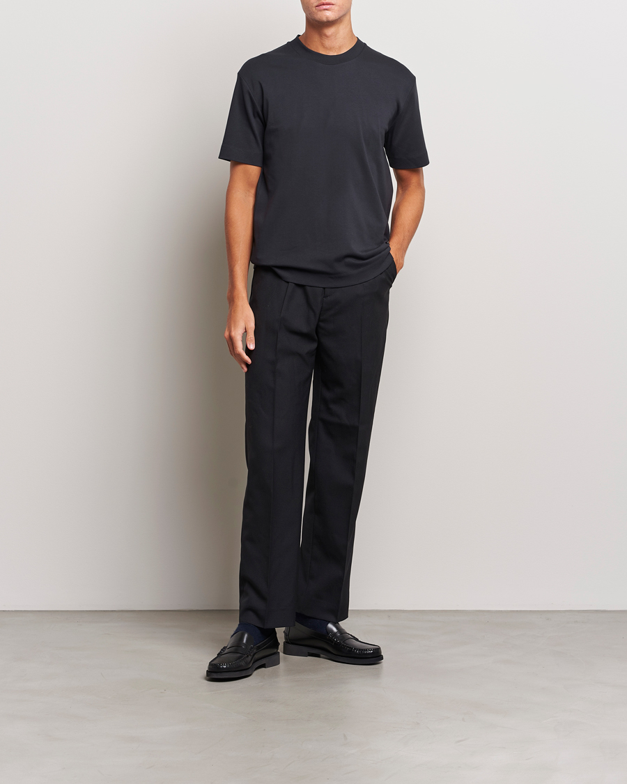 Herr | T-Shirts | Sunspel | Heavyweight Mock Neck T-Shirt Black