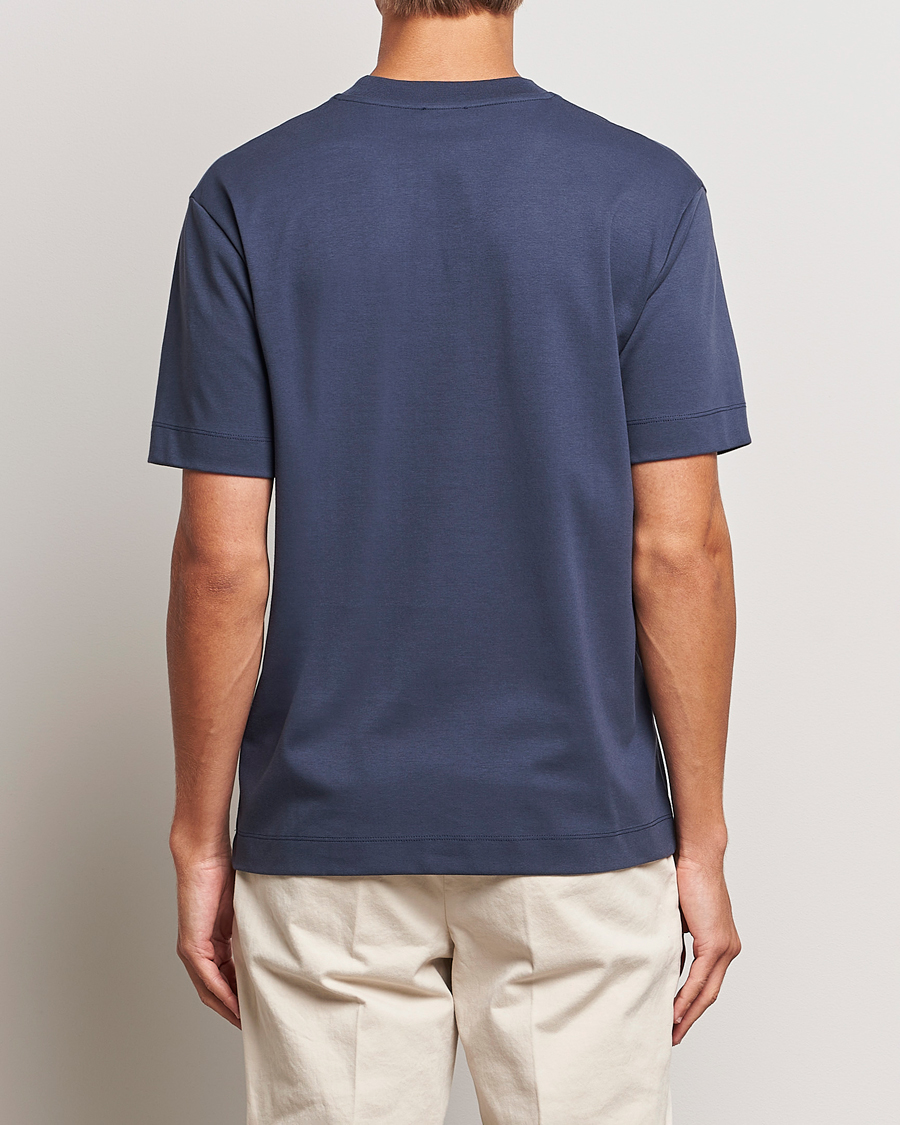 Herr | T-Shirts | Sunspel | Heavyweight Mock Neck T-Shirt Navy