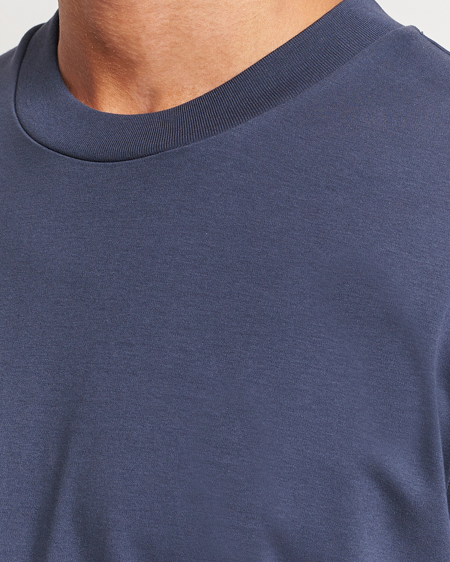 Herr | T-Shirts | Sunspel | Heavyweight Mock Neck T-Shirt Navy