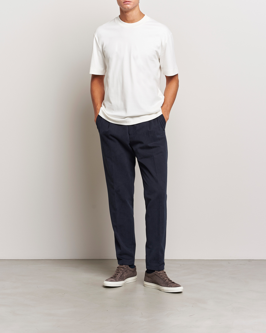 Herr | T-Shirts | Sunspel | Heavyweight Mock Neck T-Shirt Ecru