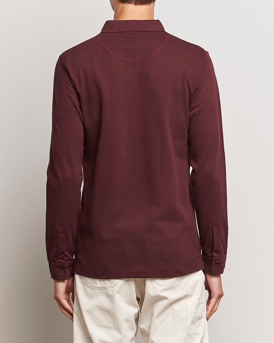 Herr | Tröjor | Sunspel | Long Sleeve Riviera Polo Shirt Maroon