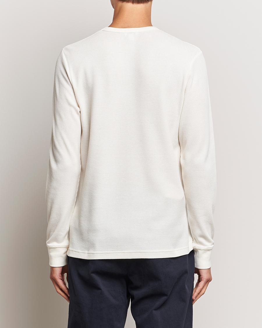 Herr | T-Shirts | Sunspel | Long Sleeve Waffle T-Shirt Ecru