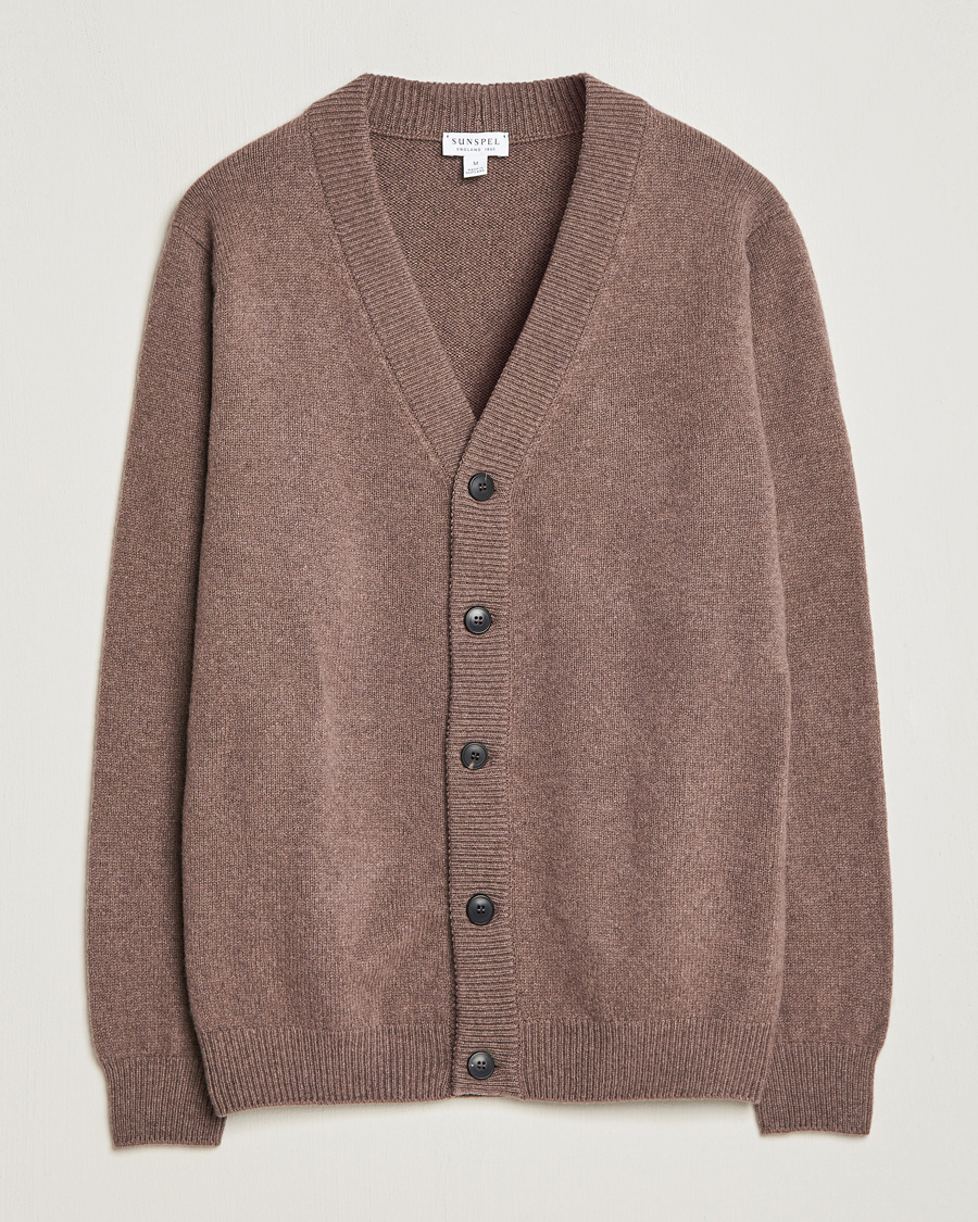 Herr | Tröjor | Sunspel | Lambswool Cardigan Cedar