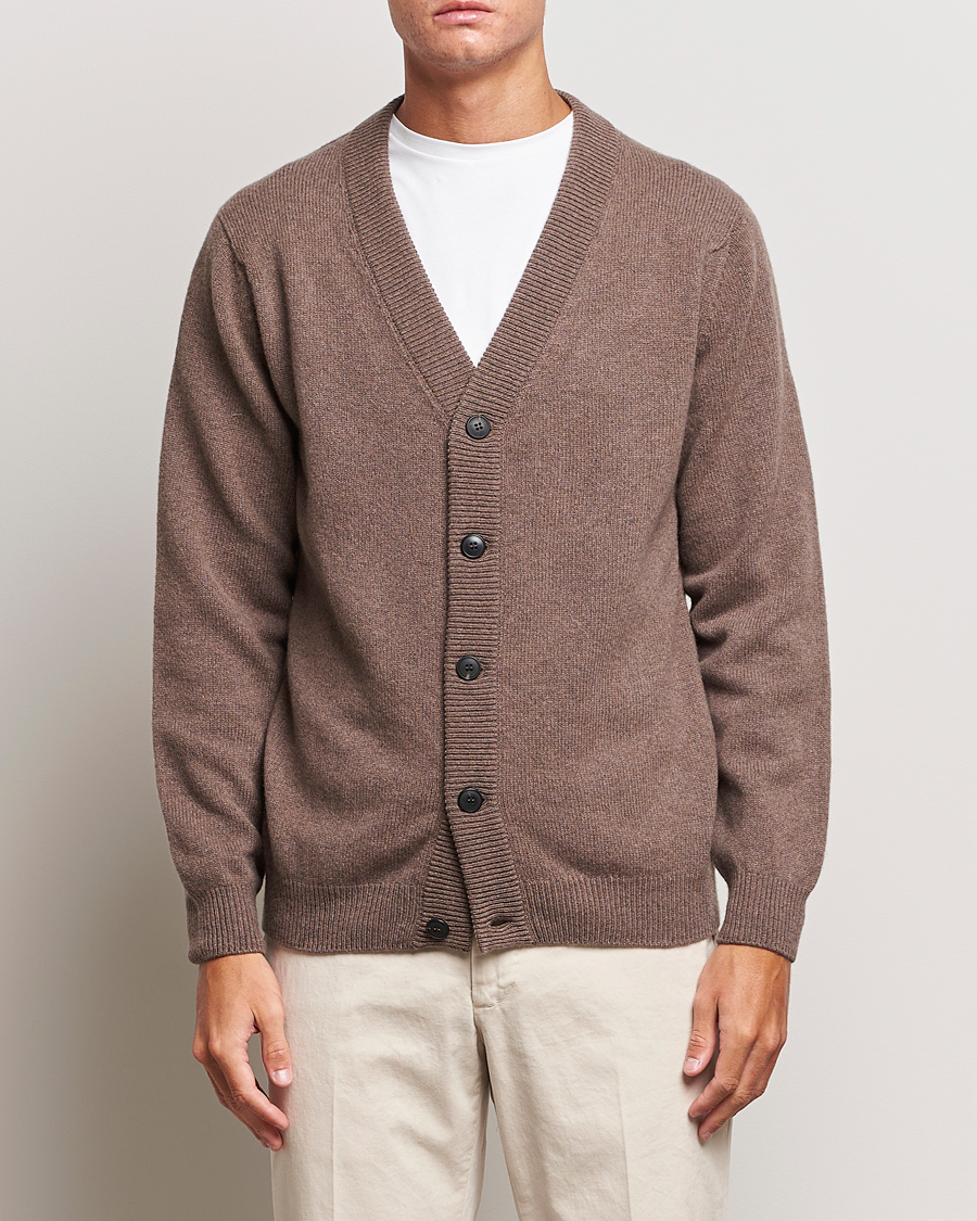Herr | Tröjor | Sunspel | Lambswool Cardigan Cedar
