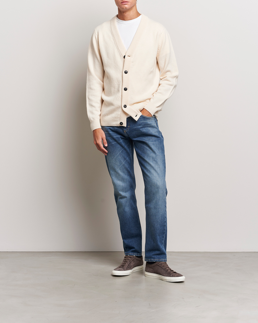 Herr | Tröjor | Sunspel | Lambswool Cardigan Ecru